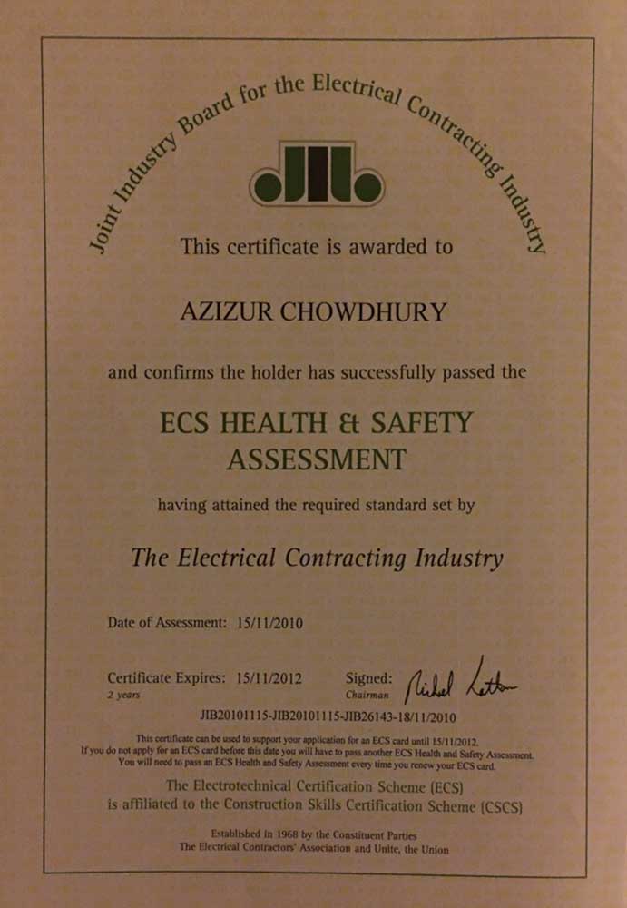 Certificates Al-Amin Electricals