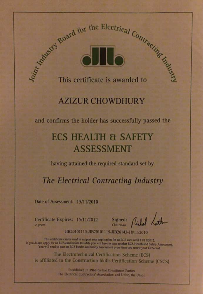 Certificates Al-Amin Electricals