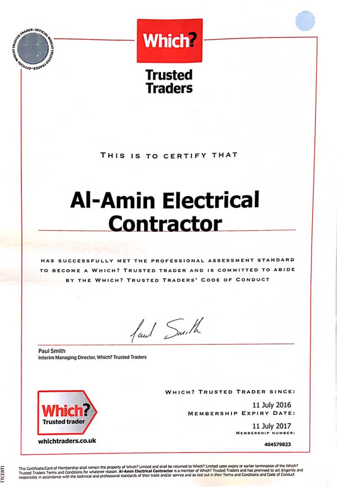 Certificates Al-Amin Electricals